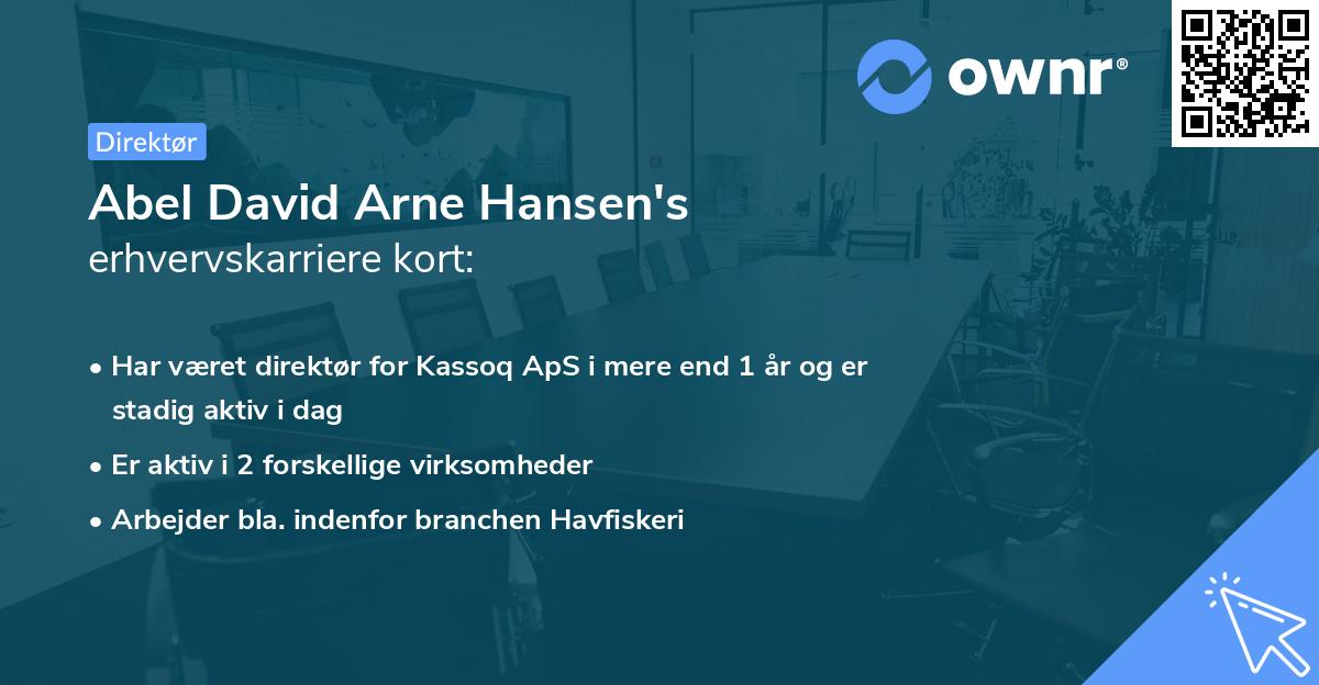 Abel David Arne Hansen's erhvervskarriere kort