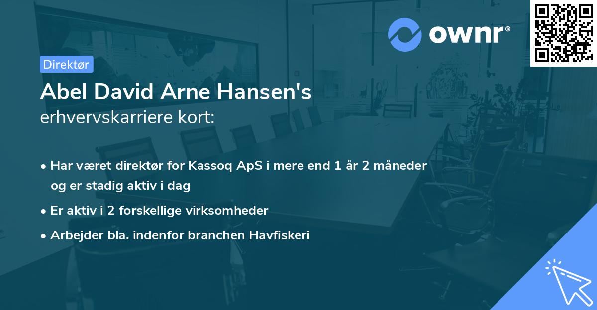 Abel David Arne Hansen's erhvervskarriere kort