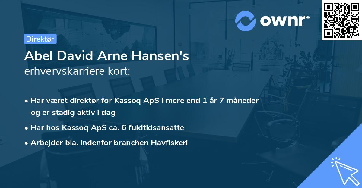 Abel David Arne Hansen's erhvervskarriere kort