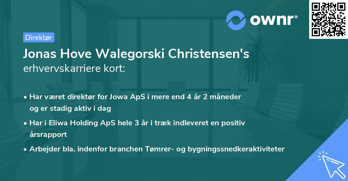 Jonas Hove Walegorski Christensen's erhvervskarriere kort