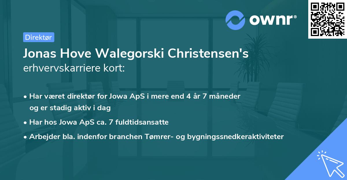 Jonas Hove Walegorski Christensen's erhvervskarriere kort