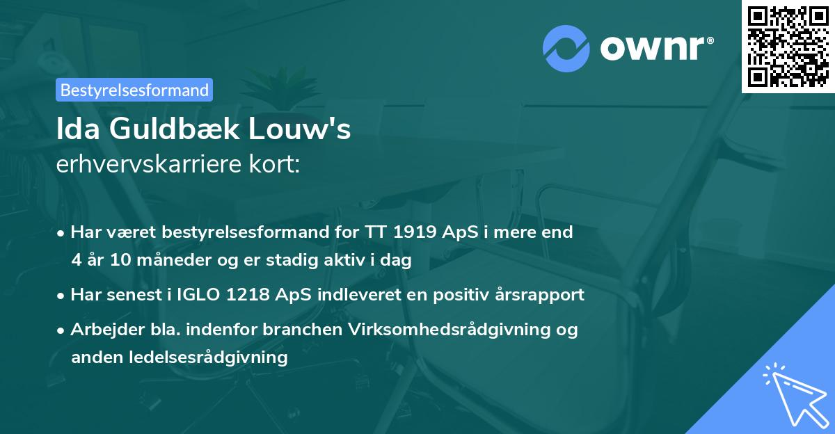 Ida Guldbæk Louw's erhvervskarriere kort