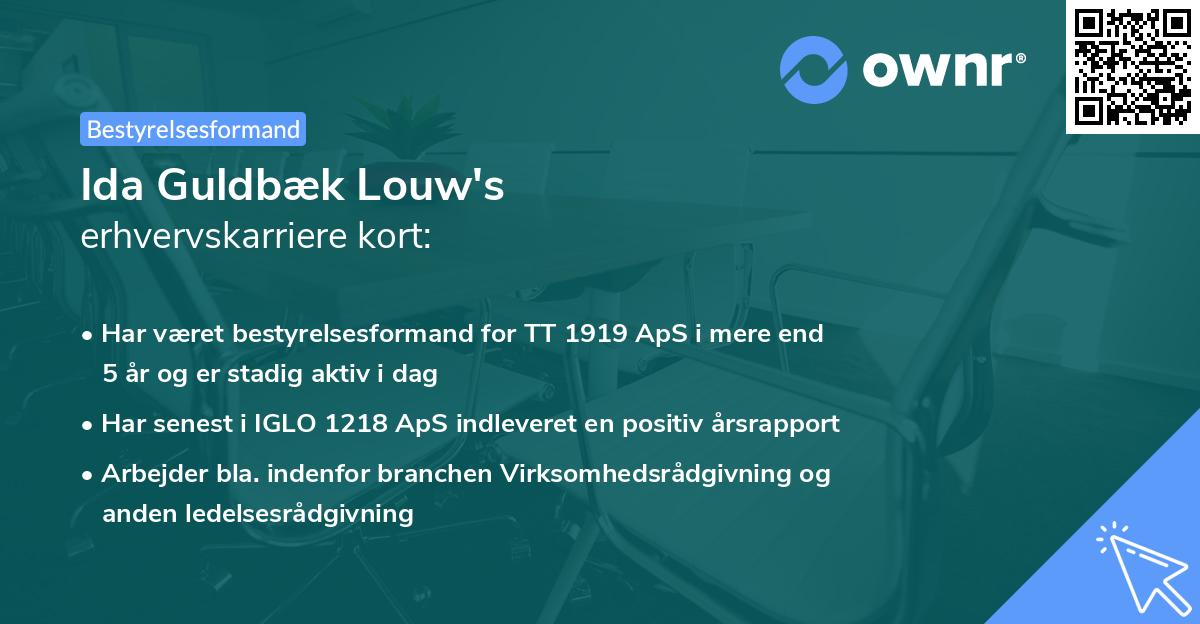 Ida Guldbæk Louw's erhvervskarriere kort
