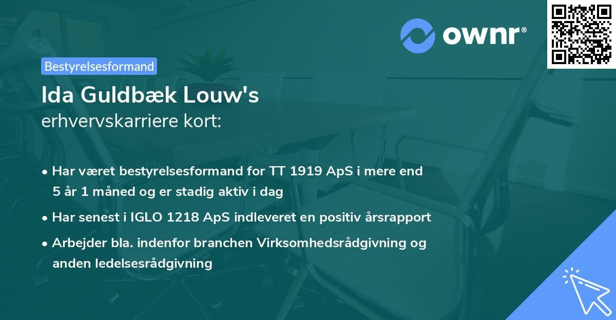 Ida Guldbæk Louw's erhvervskarriere kort