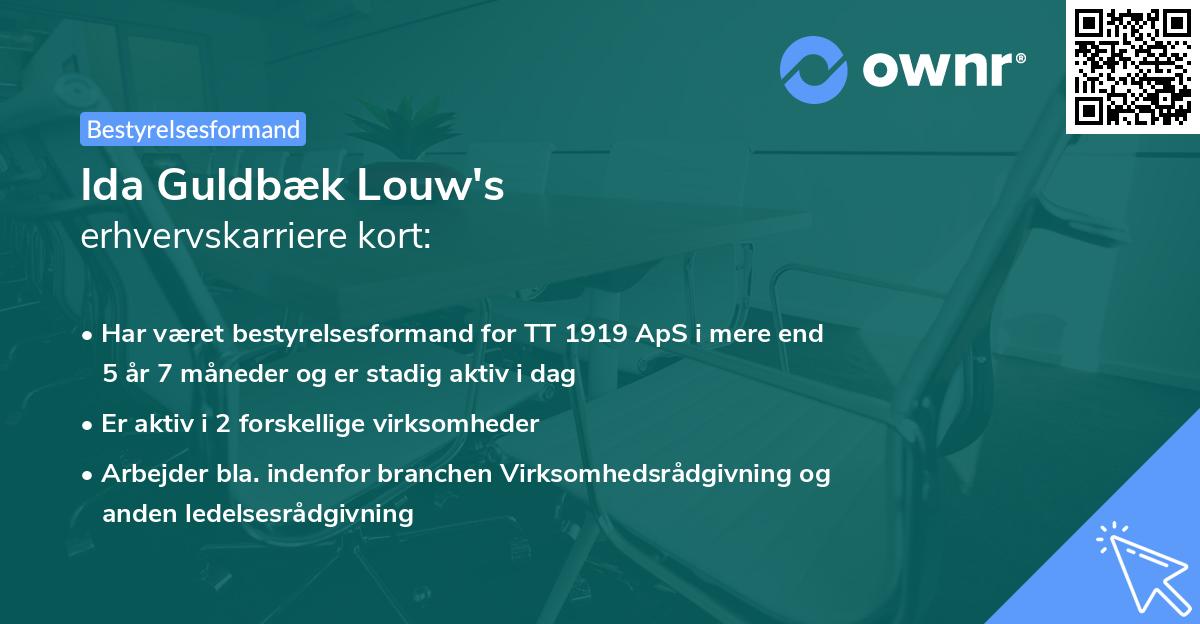 Ida Guldbæk Louw's erhvervskarriere kort