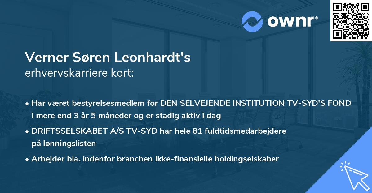 Verner Søren Leonhardt's erhvervskarriere kort