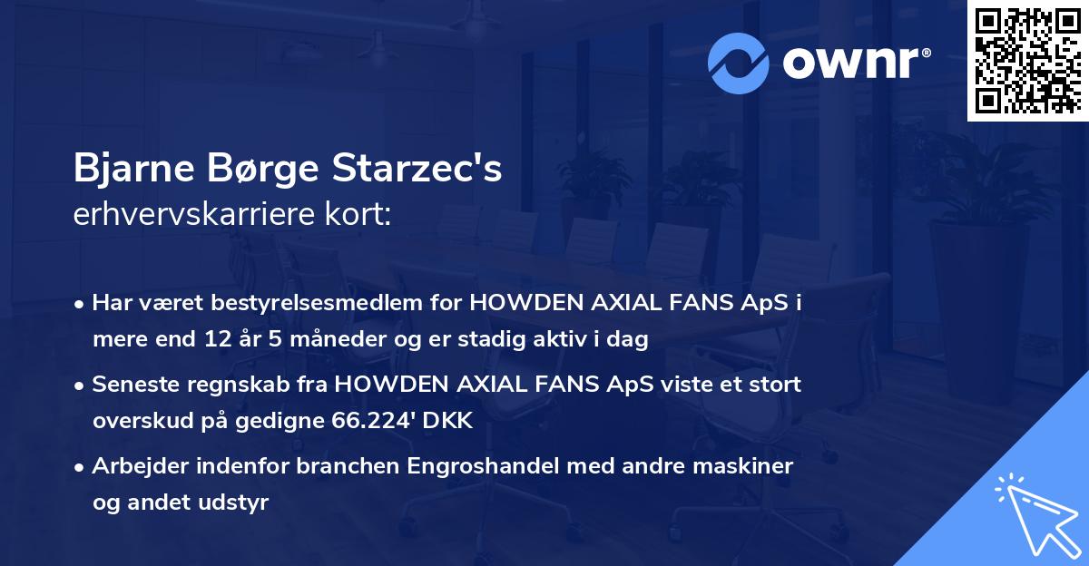 Bjarne Børge Starzec's erhvervskarriere kort