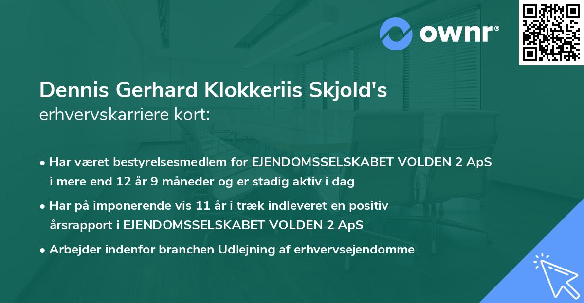 Dennis Gerhard Klokkeriis Skjold's erhvervskarriere kort