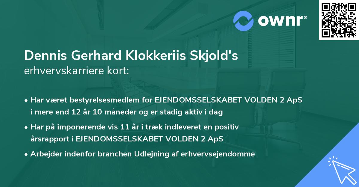 Dennis Gerhard Klokkeriis Skjold's erhvervskarriere kort