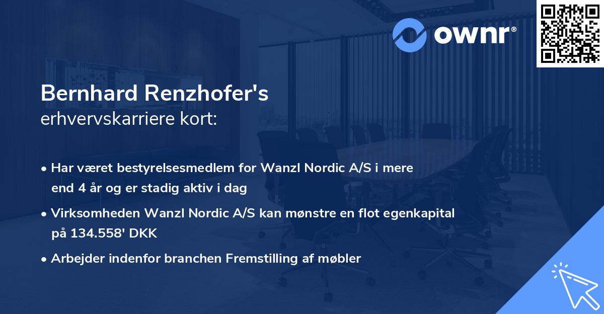 Bernhard Renzhofer's erhvervskarriere kort