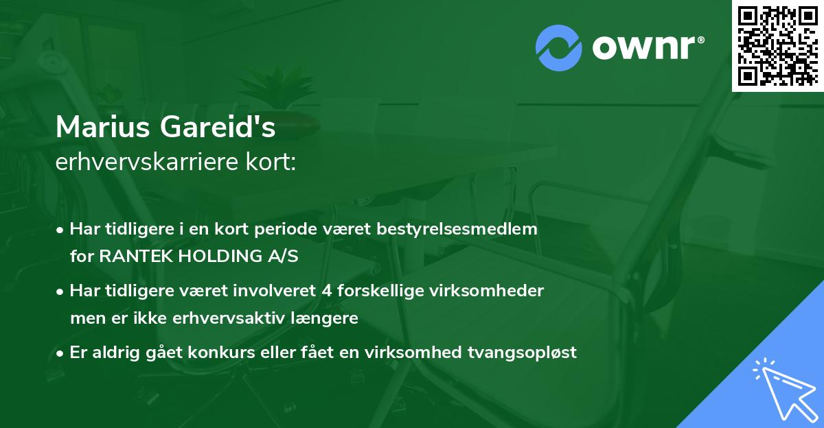 Marius Gareid's erhvervskarriere kort