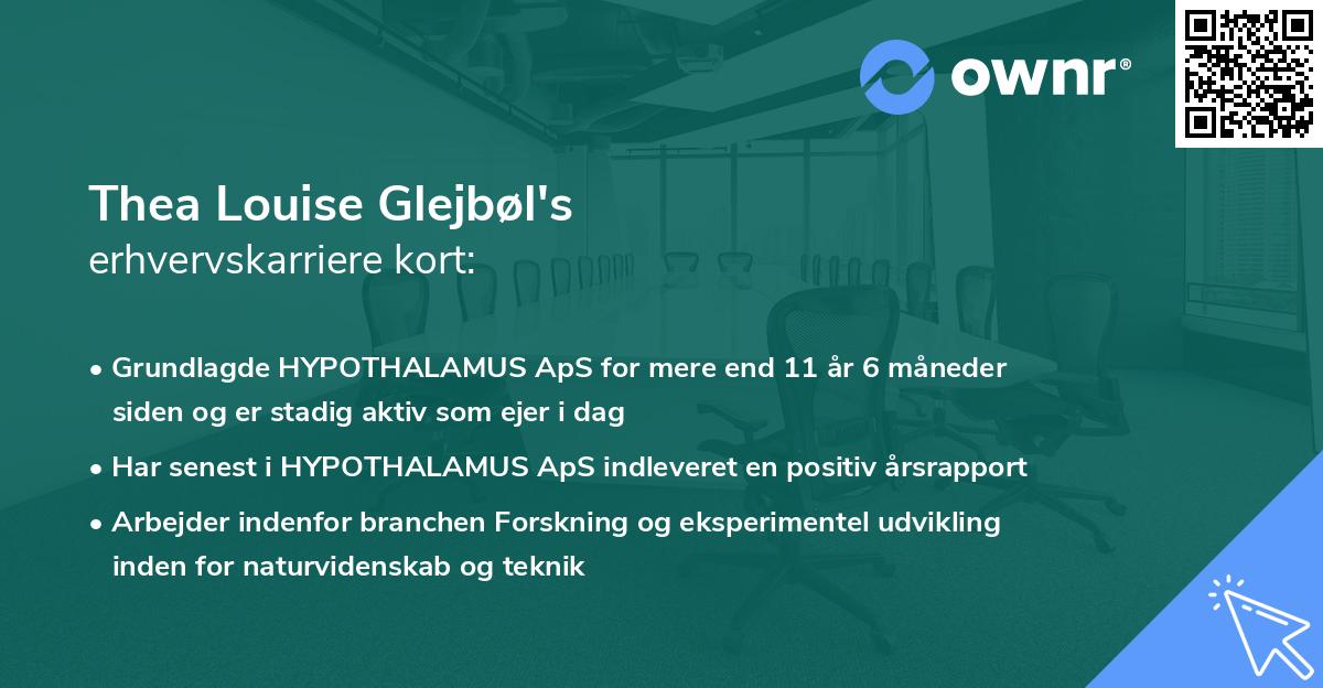 Thea Louise Glejbøl's erhvervskarriere kort