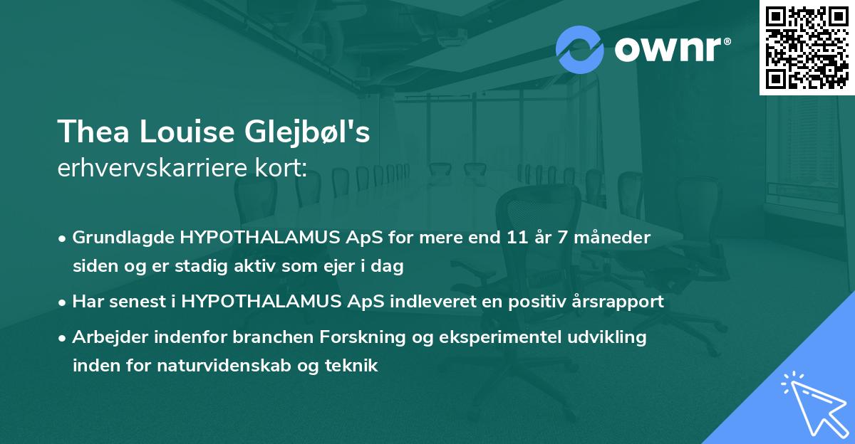 Thea Louise Glejbøl's erhvervskarriere kort