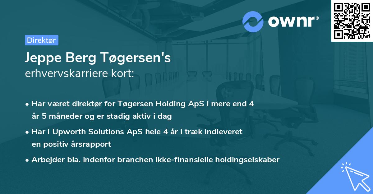Jeppe Berg Tøgersen's erhvervskarriere kort