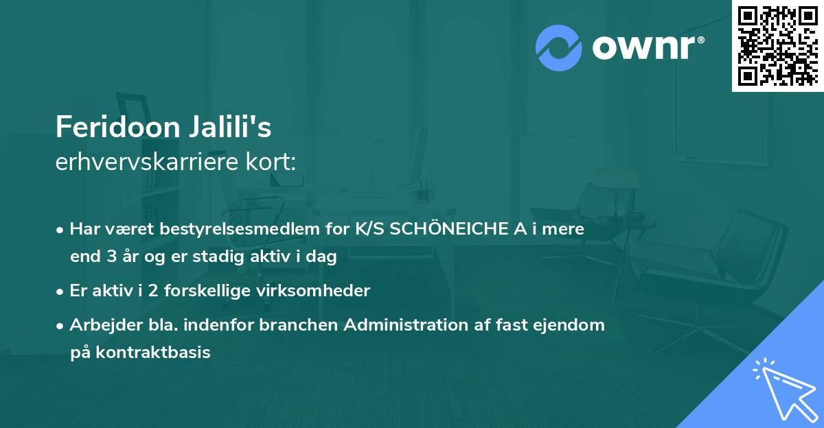 Feridoon Jalili's erhvervskarriere kort