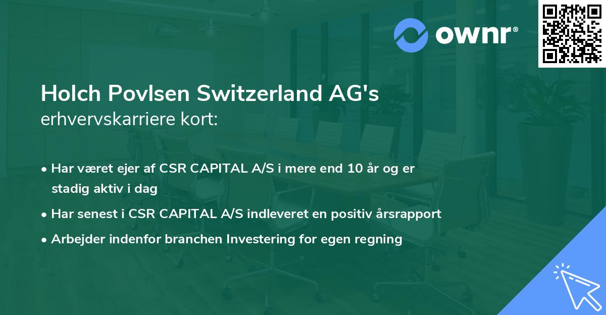 Holch Povlsen Switzerland AG's erhvervskarriere kort
