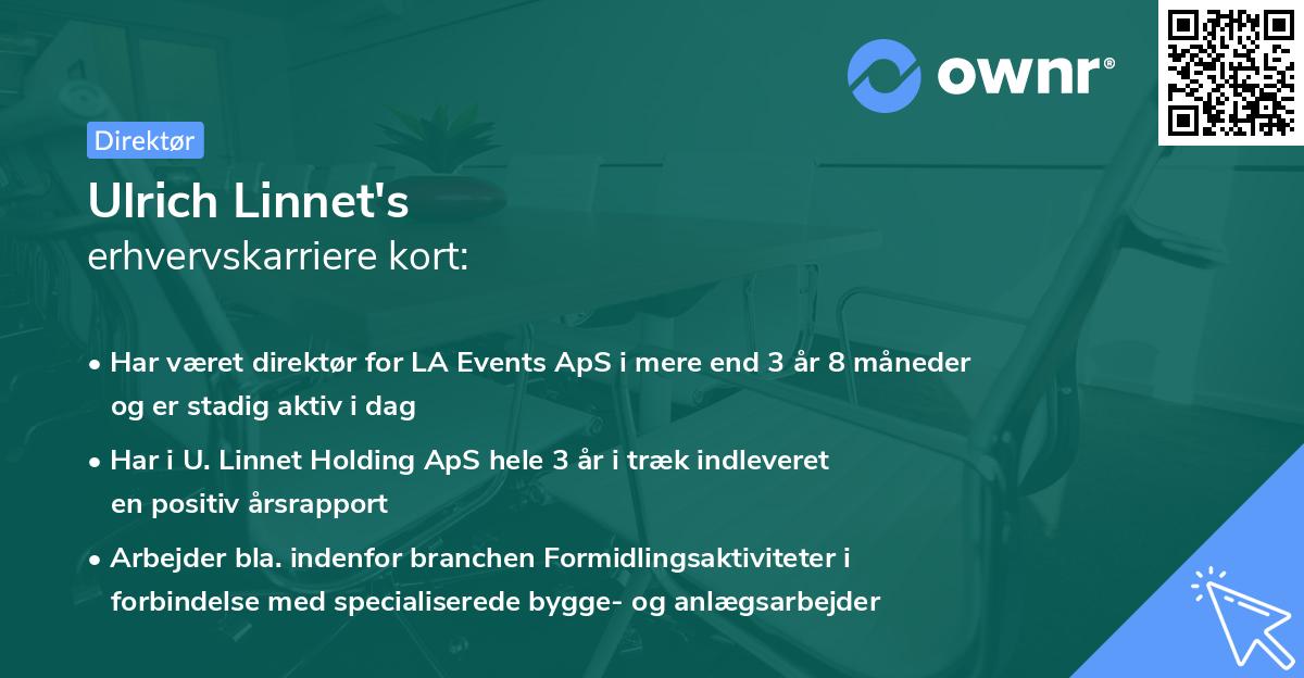 Ulrich Linnet's erhvervskarriere kort