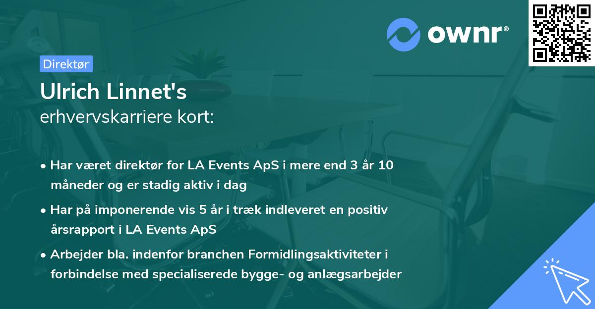 Ulrich Linnet's erhvervskarriere kort