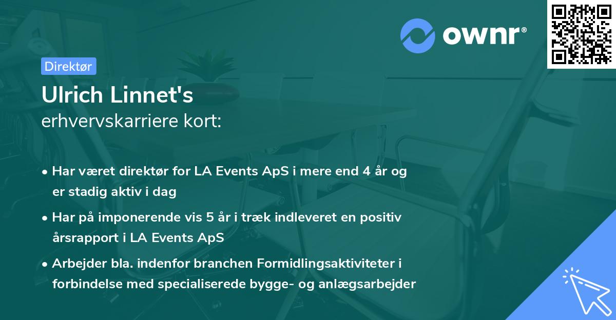 Ulrich Linnet's erhvervskarriere kort