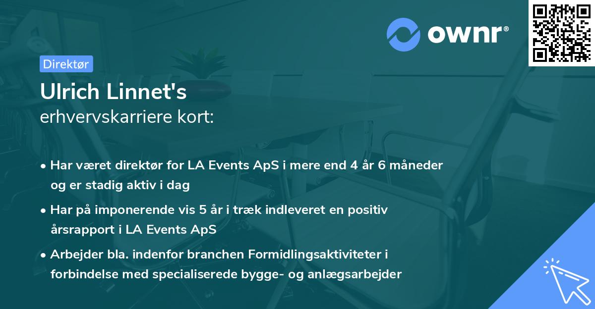 Ulrich Linnet's erhvervskarriere kort