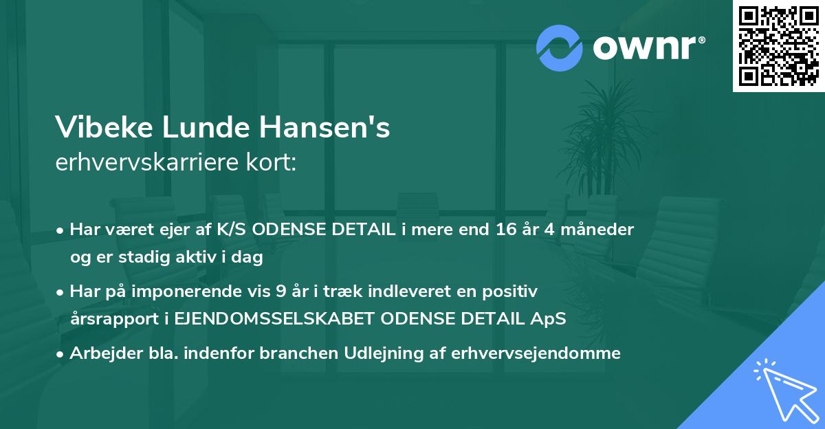 Vibeke Lunde Hansen's erhvervskarriere kort