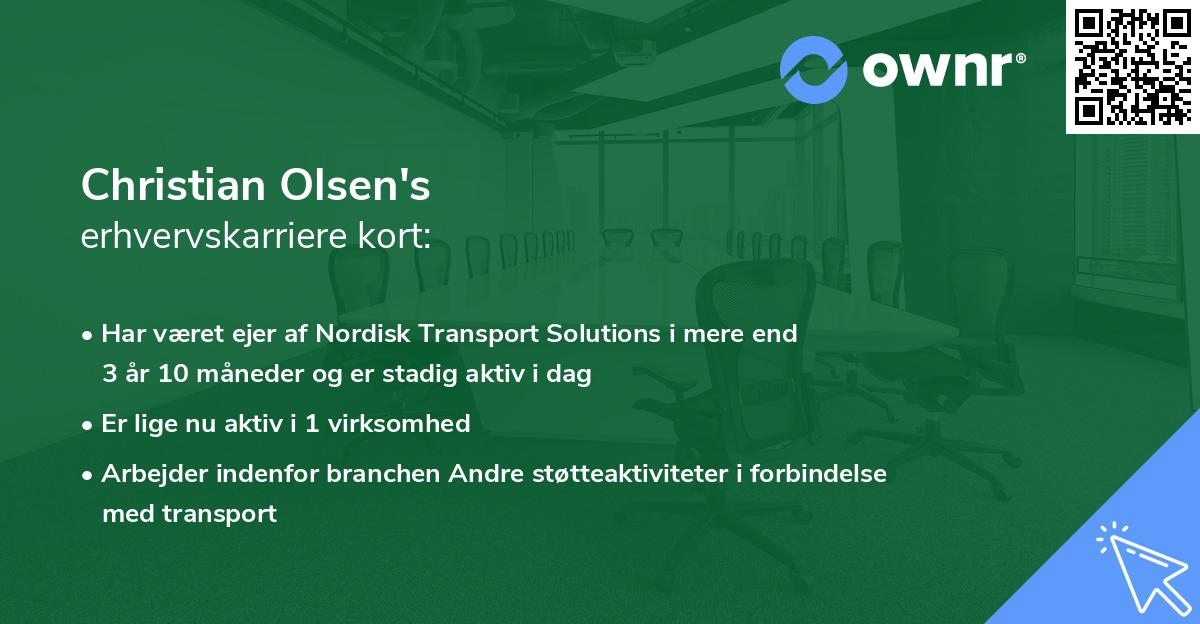 Christian Olsen's erhvervskarriere kort