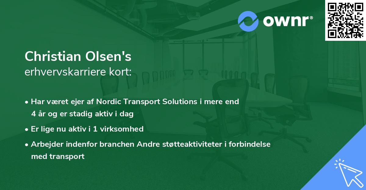Christian Olsen's erhvervskarriere kort