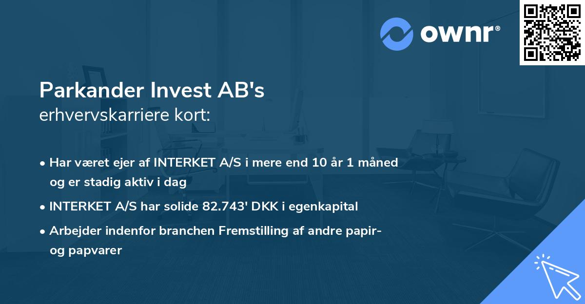 Parkander Invest AB's erhvervskarriere kort