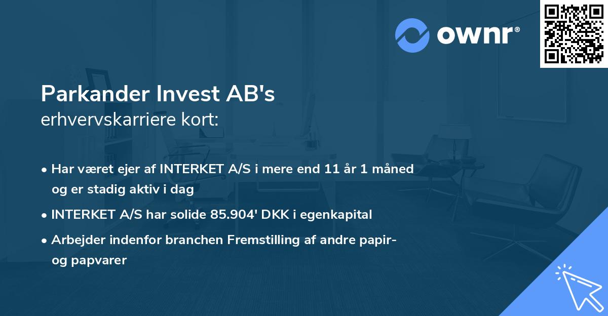 Parkander Invest AB's erhvervskarriere kort