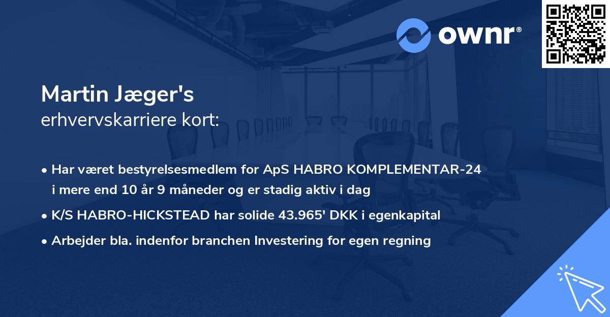 Martin Jæger's erhvervskarriere kort