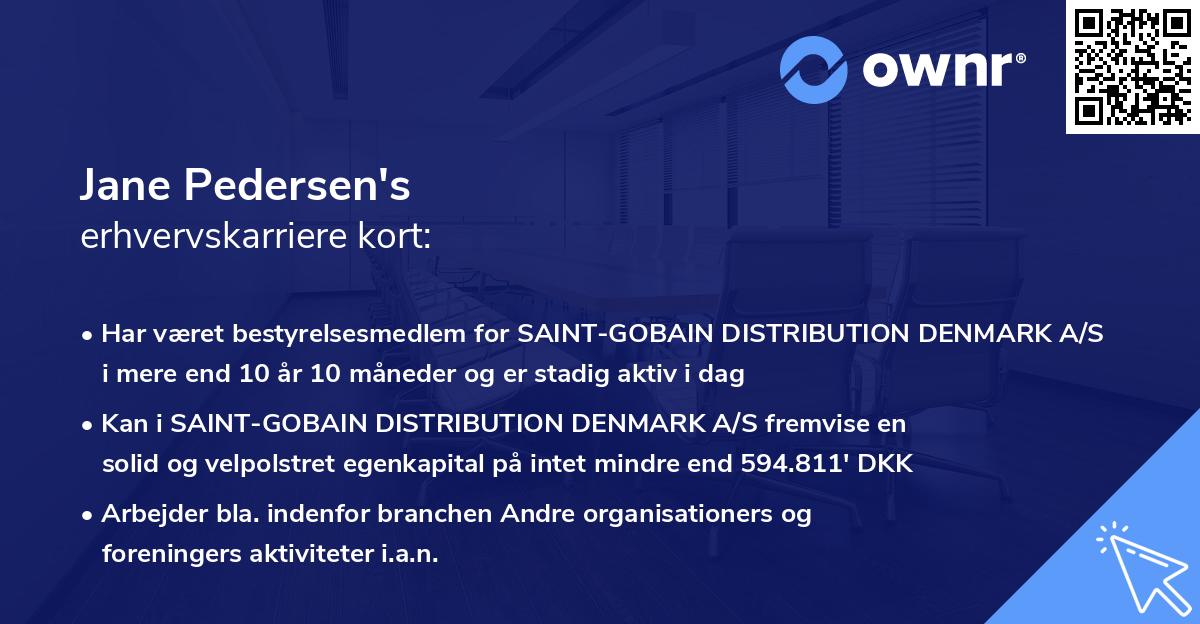 Jane Pedersen's erhvervskarriere kort