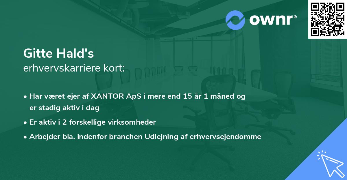 Gitte Hald's erhvervskarriere kort