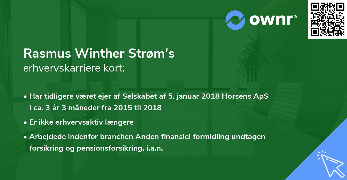 Rasmus Winther Strøm's erhvervskarriere kort