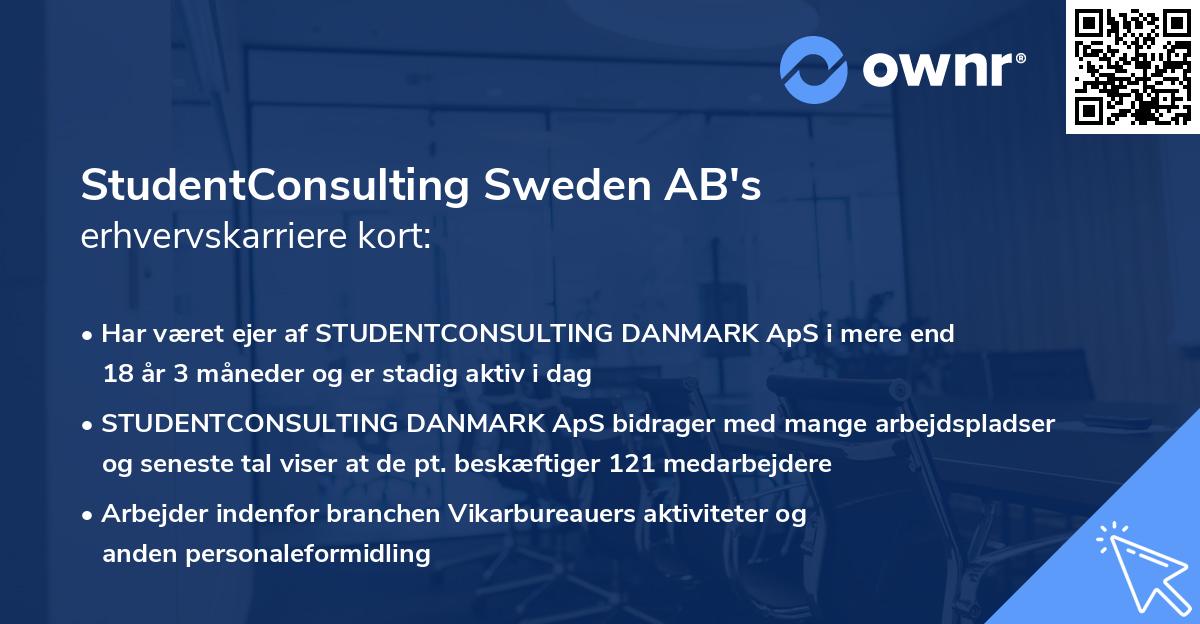 StudentConsulting Sweden AB's erhvervskarriere kort
