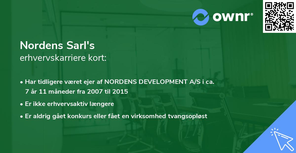 Nordens Sarl's erhvervskarriere kort