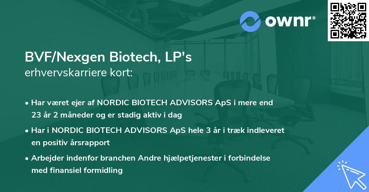 BVF/Nexgen Biotech, LP's erhvervskarriere kort