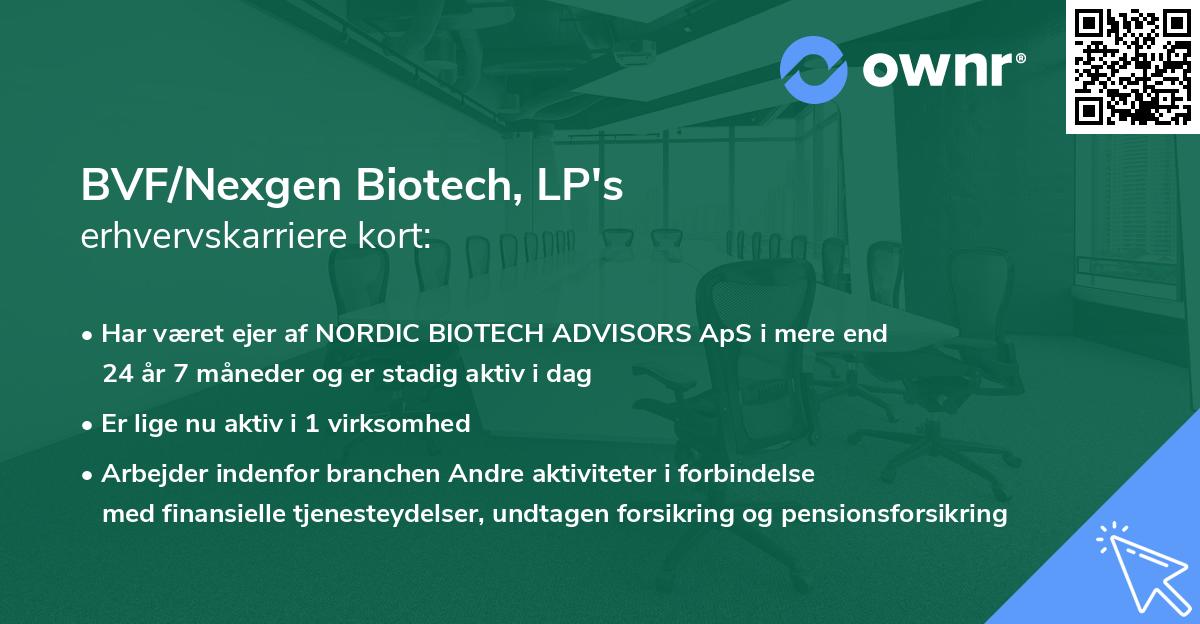 BVF/Nexgen Biotech, LP's erhvervskarriere kort