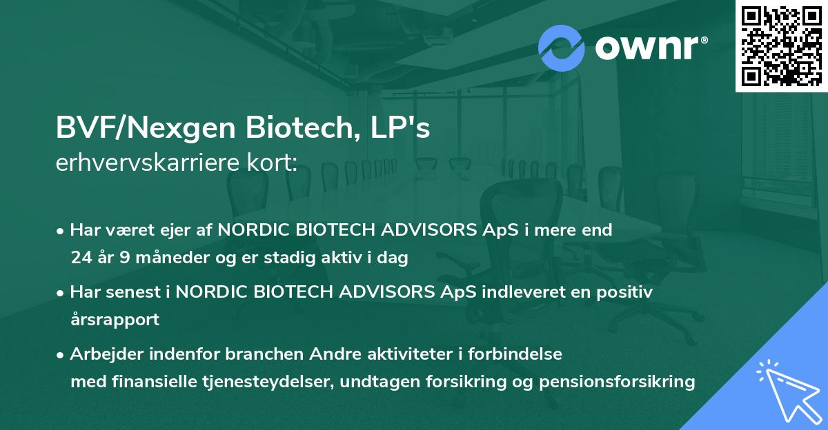 BVF/Nexgen Biotech, LP's erhvervskarriere kort
