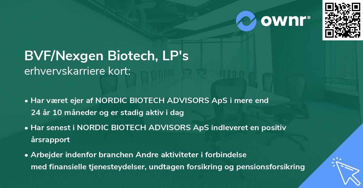 BVF/Nexgen Biotech, LP's erhvervskarriere kort