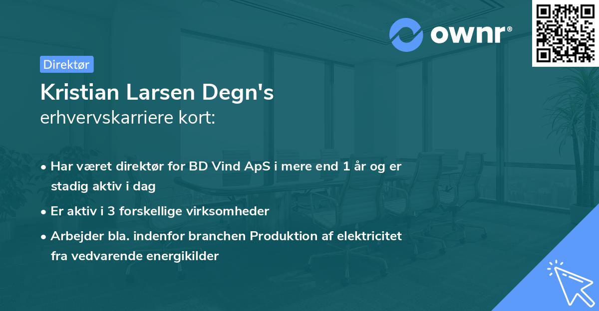 Kristian Larsen Degn's erhvervskarriere kort