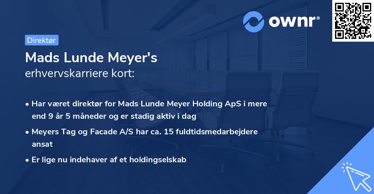 Mads Lunde Meyer's erhvervskarriere kort