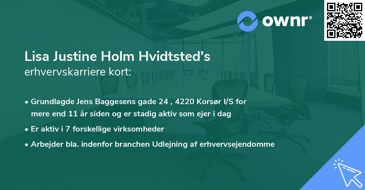 Lisa Justine Holm Hvidtsted's erhvervskarriere kort