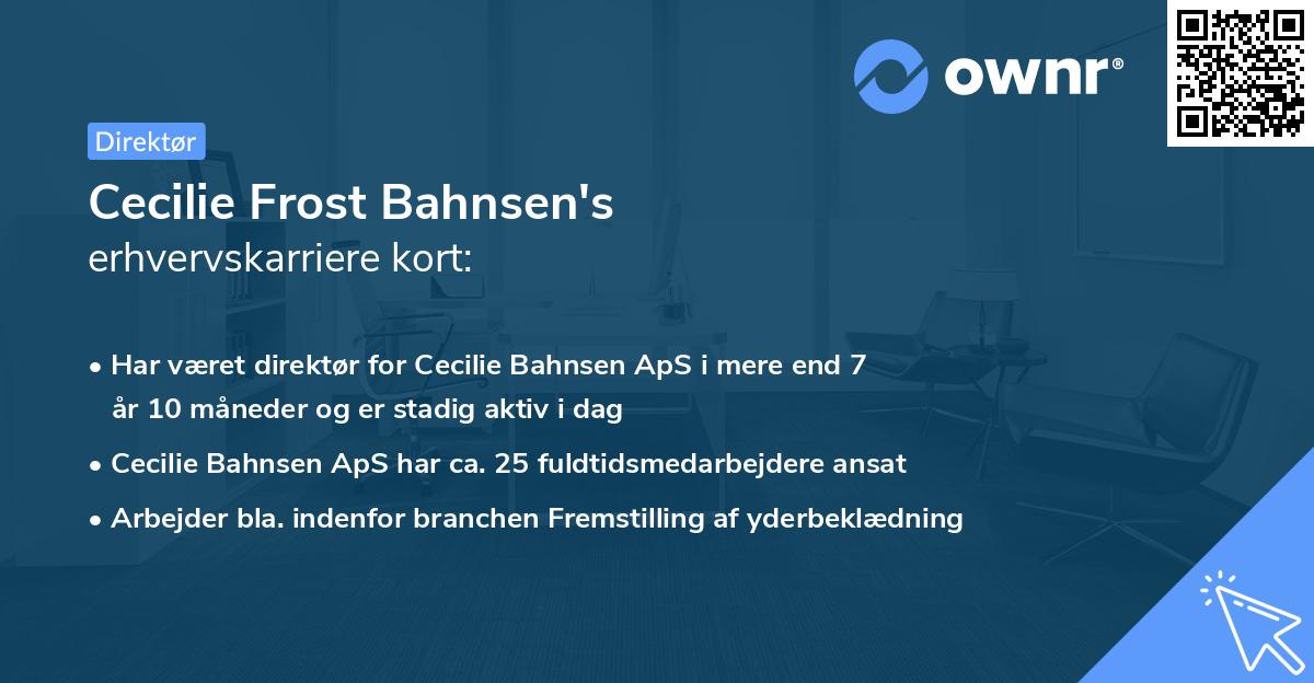 Cecilie Frost Bahnsen's erhvervskarriere kort
