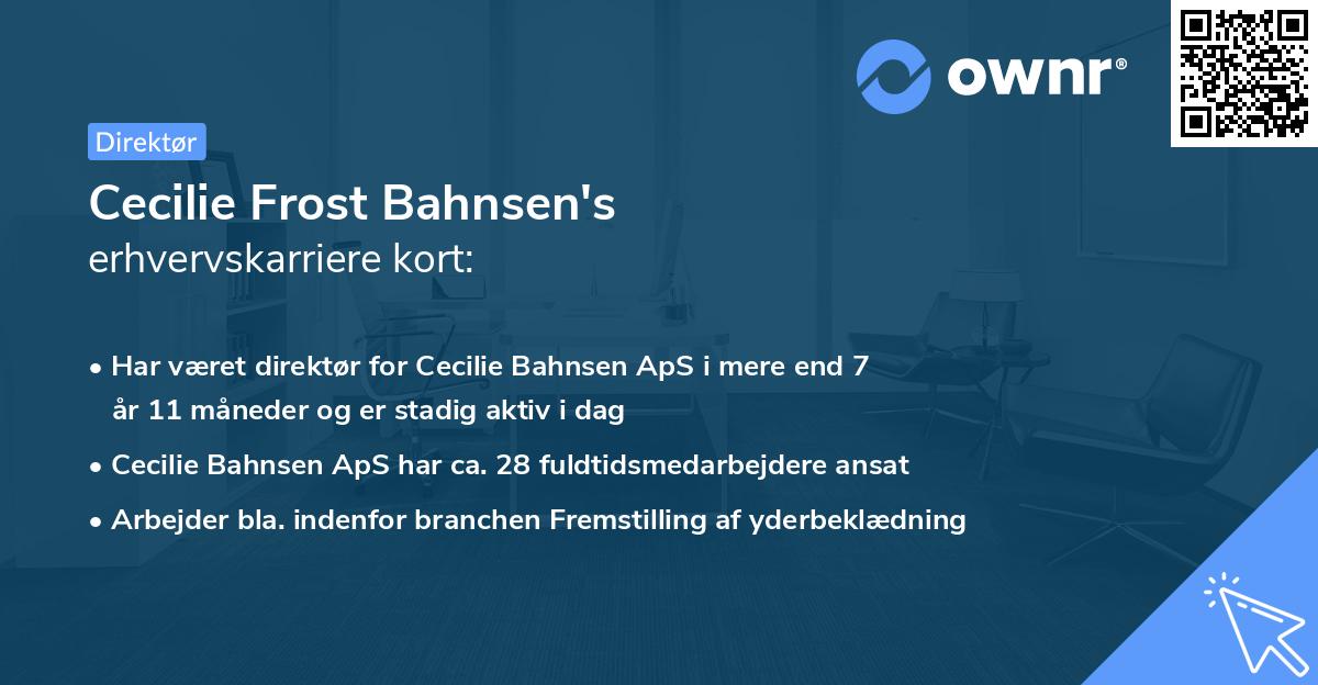 Cecilie Frost Bahnsen's erhvervskarriere kort