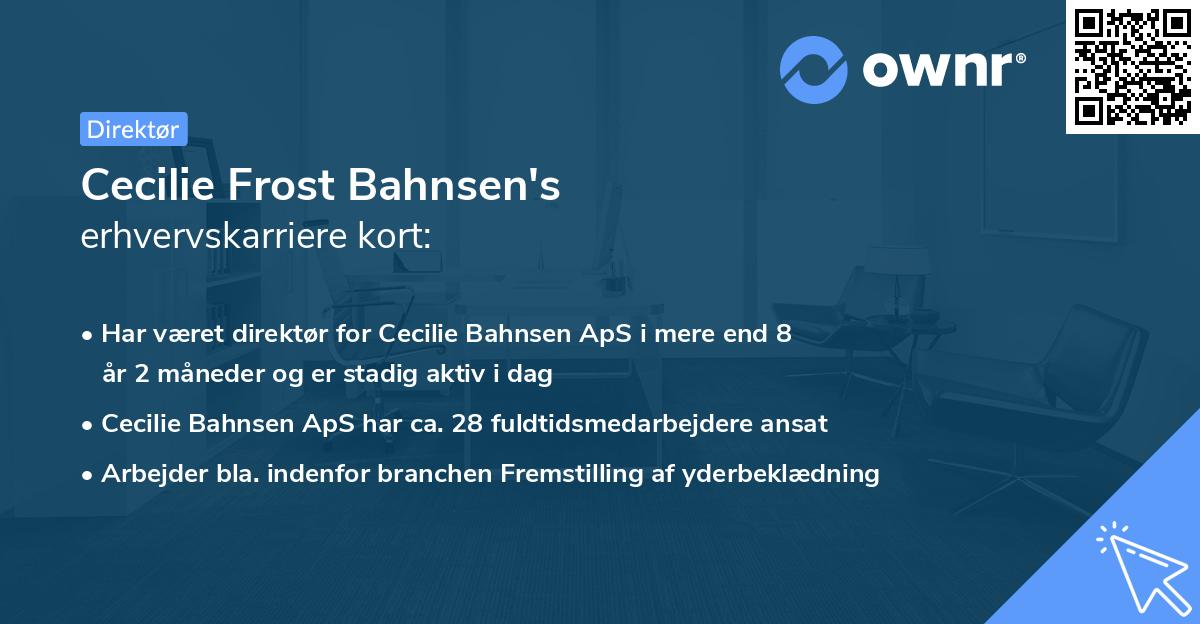 Cecilie Frost Bahnsen's erhvervskarriere kort