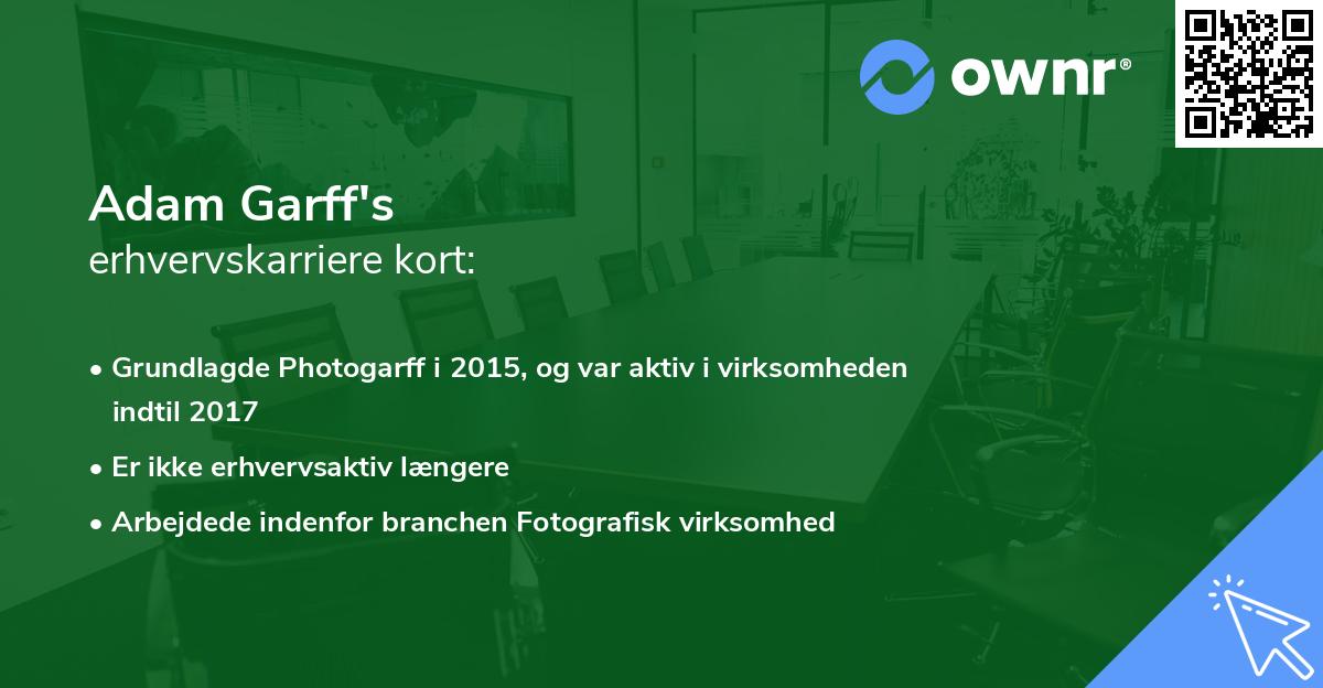 Adam Garff's erhvervskarriere kort