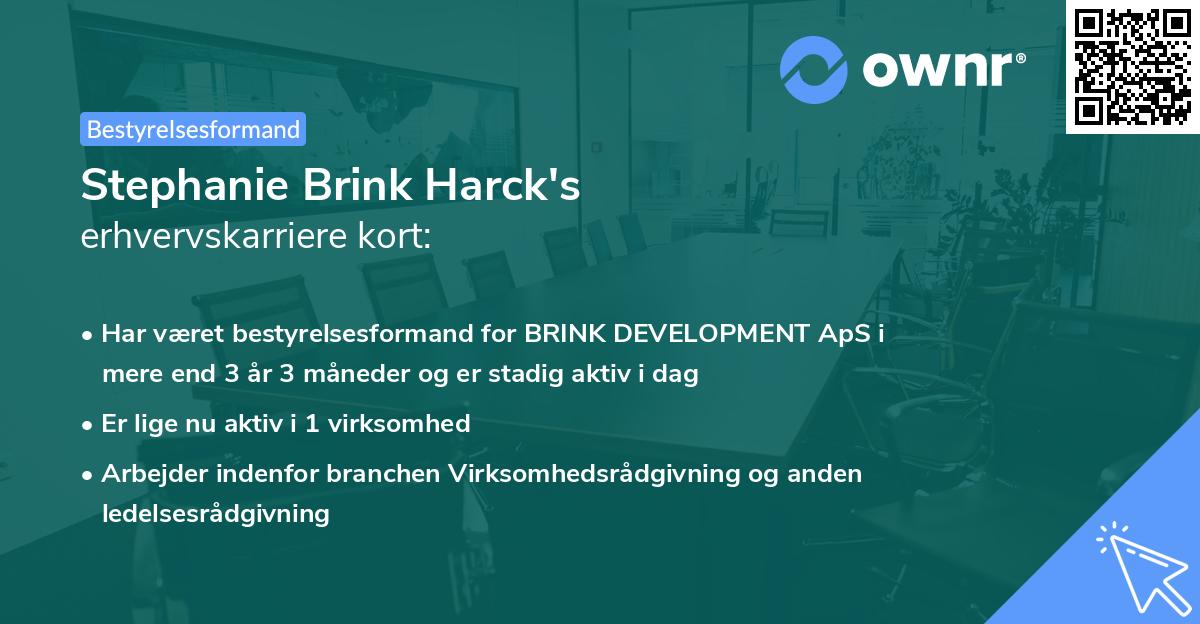 Stephanie Brink Harck's erhvervskarriere kort