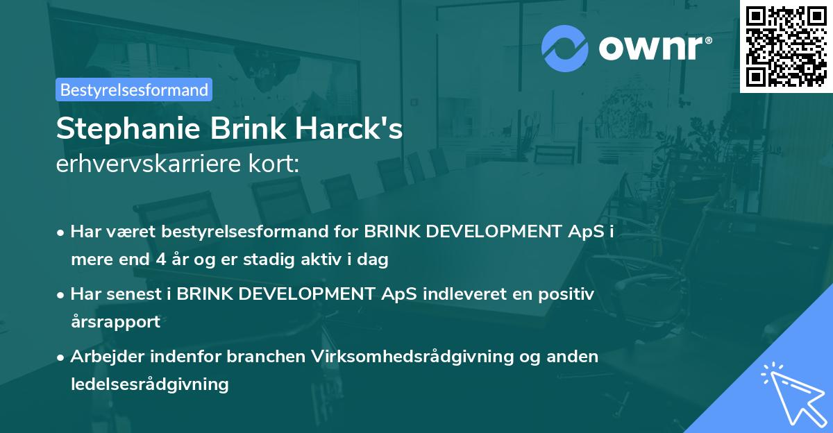 Stephanie Brink Harck's erhvervskarriere kort