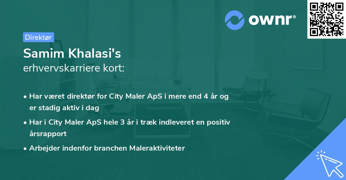 Samim Khalasi's erhvervskarriere kort