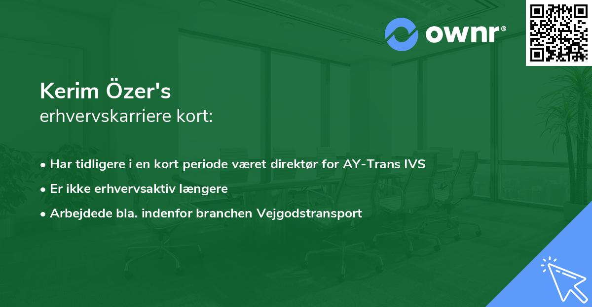 Kerim Özer's erhvervskarriere kort